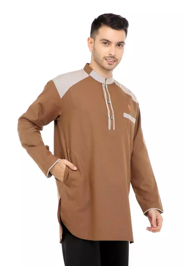Baju Koko Gamis Muslim Pria Asraf - Coklat