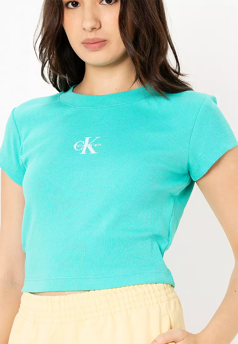Buy Calvin Klein Slim Cropped Monogram T-Shirt Calvin Klein