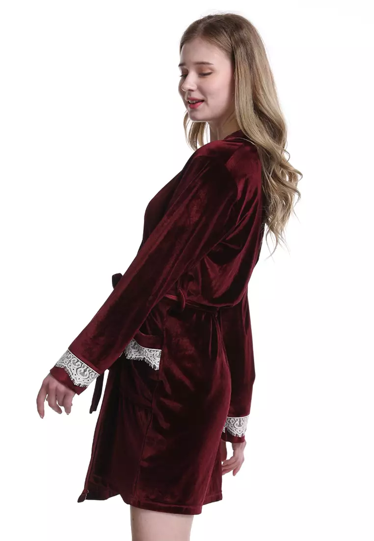 Buy QuestChic Aurellie Red Velvet Robe 2023 Online ZALORA Singapore