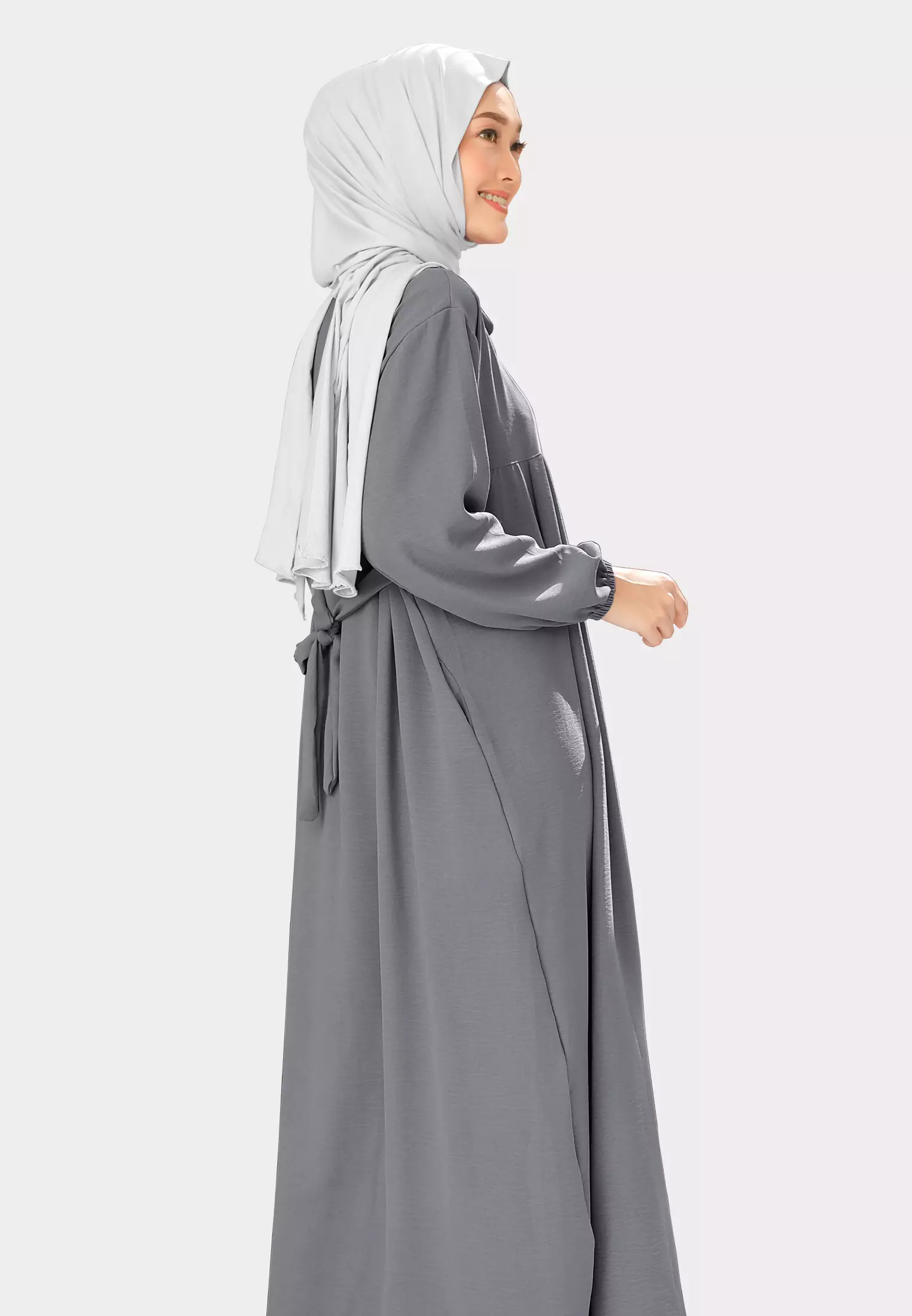 Cotton Bee - Keana Gamis | Dress Loose | Long Dress Wanita - Seal Grey