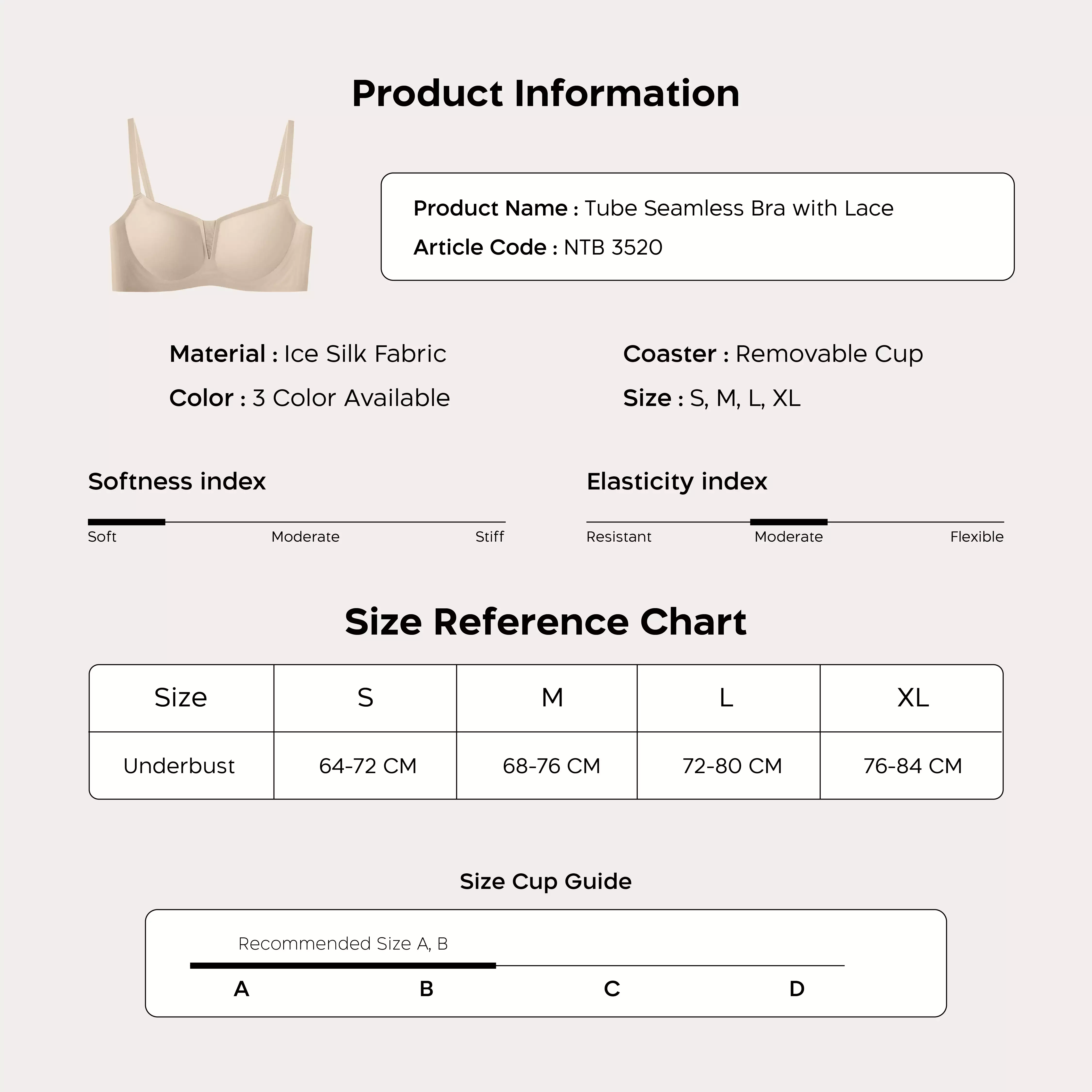 Nathalie Square Neck Seamless Bra NTB 3520 - Hitam