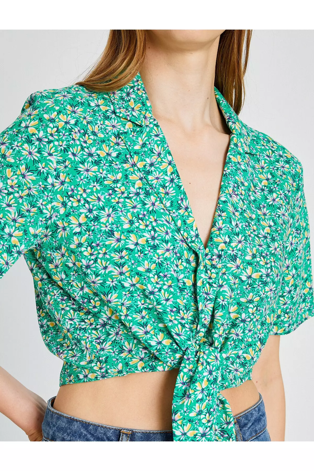 Buy KOTON Patterned Crop Shirt in Green 2024 Online