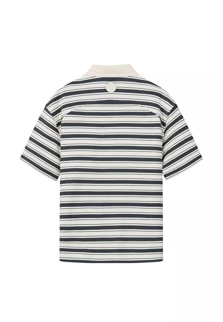 MEN'S PALLADIUM LOGO STRIPED COTTON POLO SHIRT