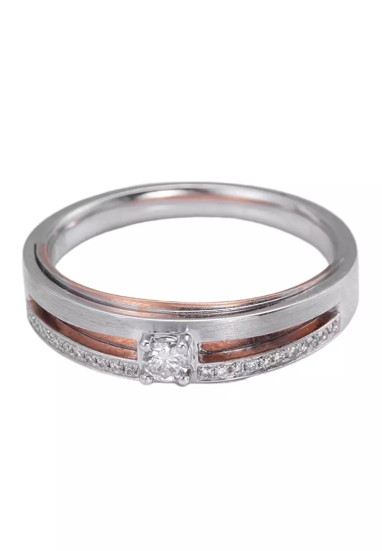 LITZ 18K 白金鑽石戒指 C-WB0022F