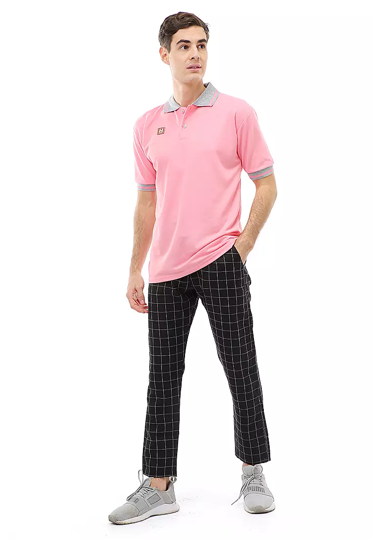 Jack T-Shirt Atasan Kasual Kaos Polos Pria Kerah Lengan Pendek Material Cotton ORIGINAL - Pink