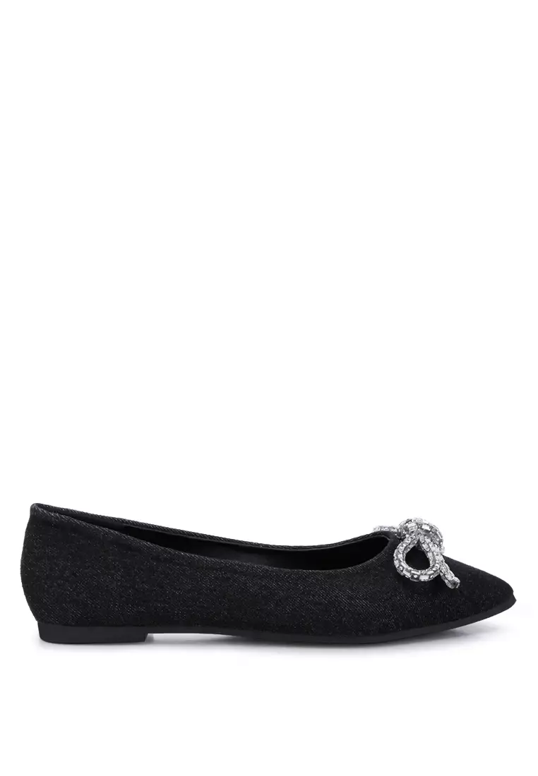 Discount on London Rag  shoes - SKU: Black Bow Detail Ballet Flats