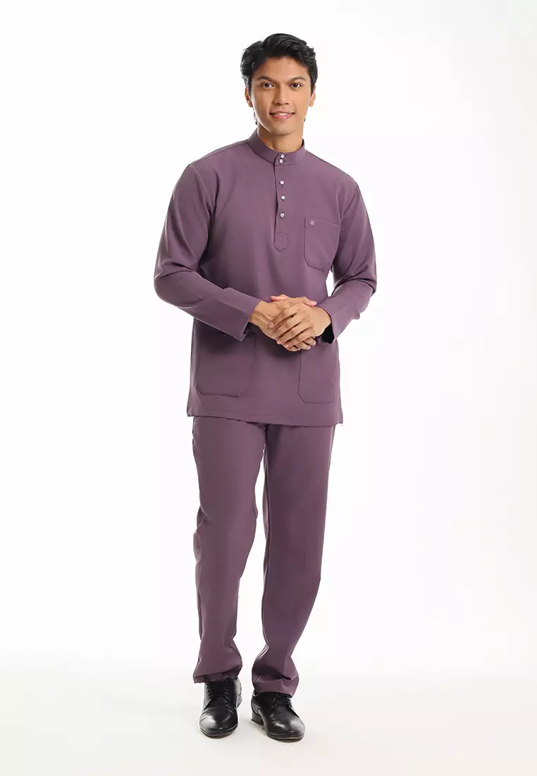 Forest x Hatta Dolmat Baju Melayu Cekak Musang Dewasa - BM23766-71Purple