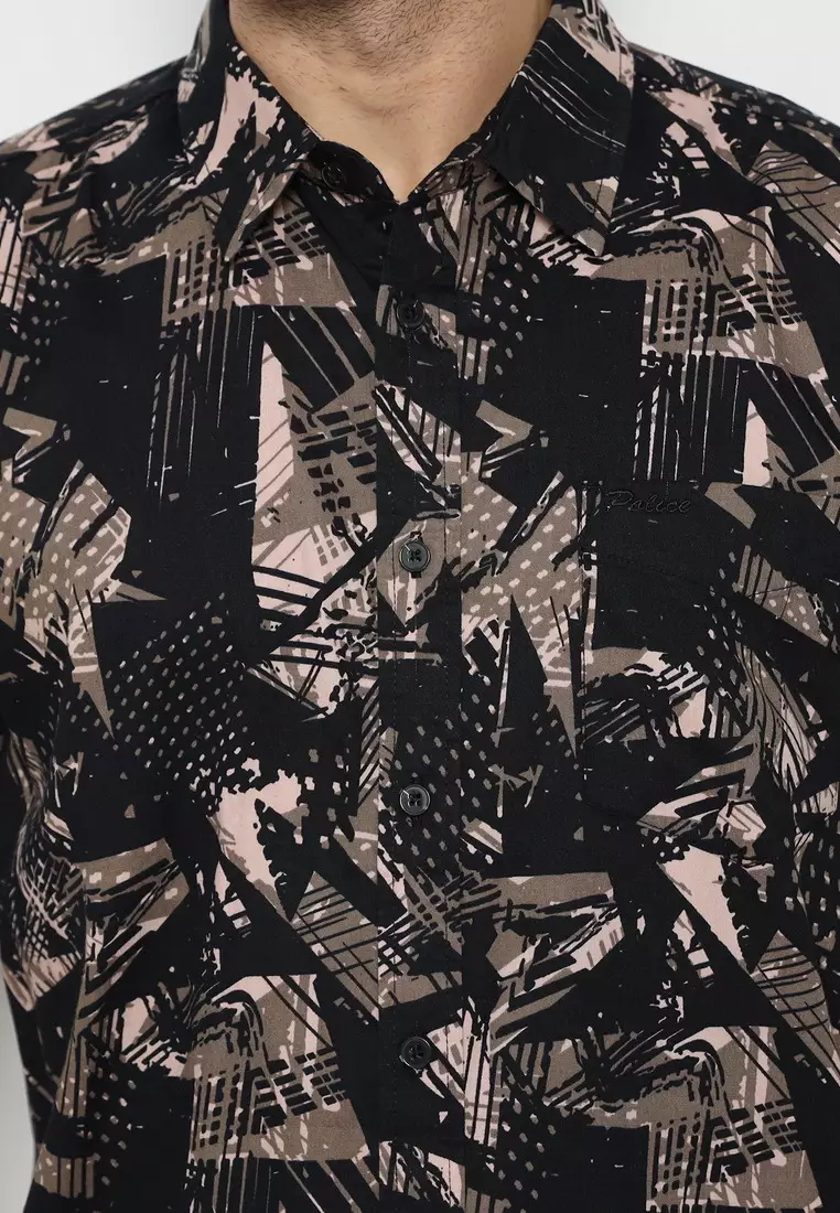 POLICE Kemeja Printing Cotton Tencel Regular Fit Pria