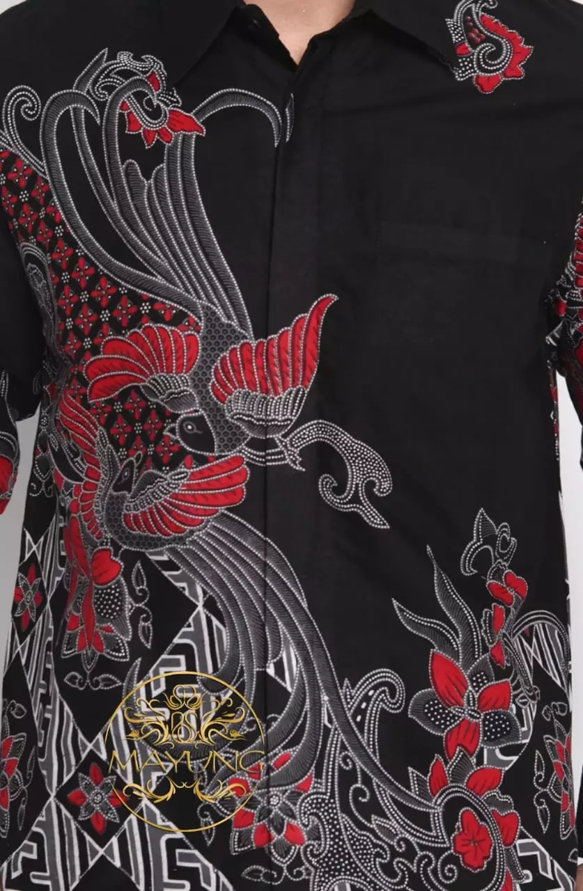 Laksamana Item Kemeja Batik Pria Premium Slimfit Modern Lengan Panjang