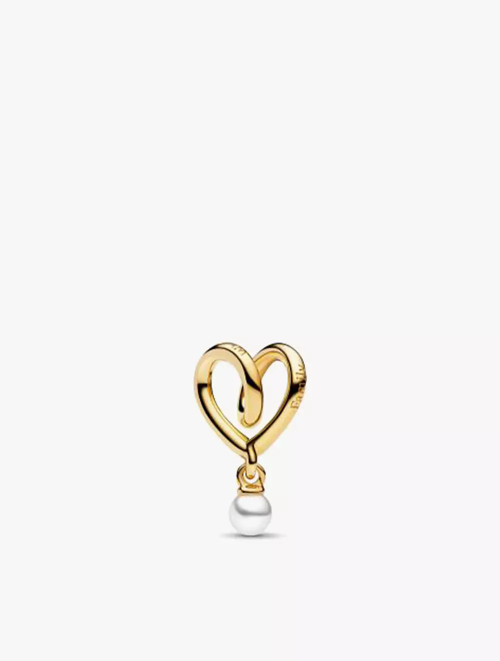 Wrapped Heart 14k Gold-Plated Charm with White Lacquered Artificial Pearl