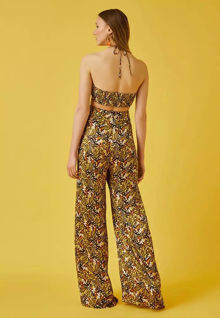 Halter Neck Patterned Jumpsuit