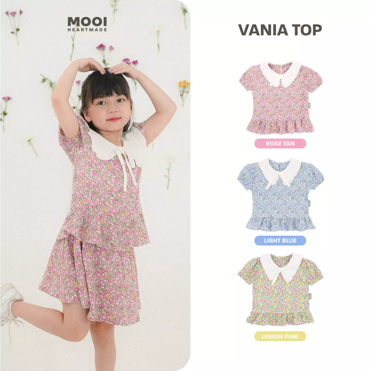 Mooi Atasan Anak Perempuan Vania Top - Light Blue