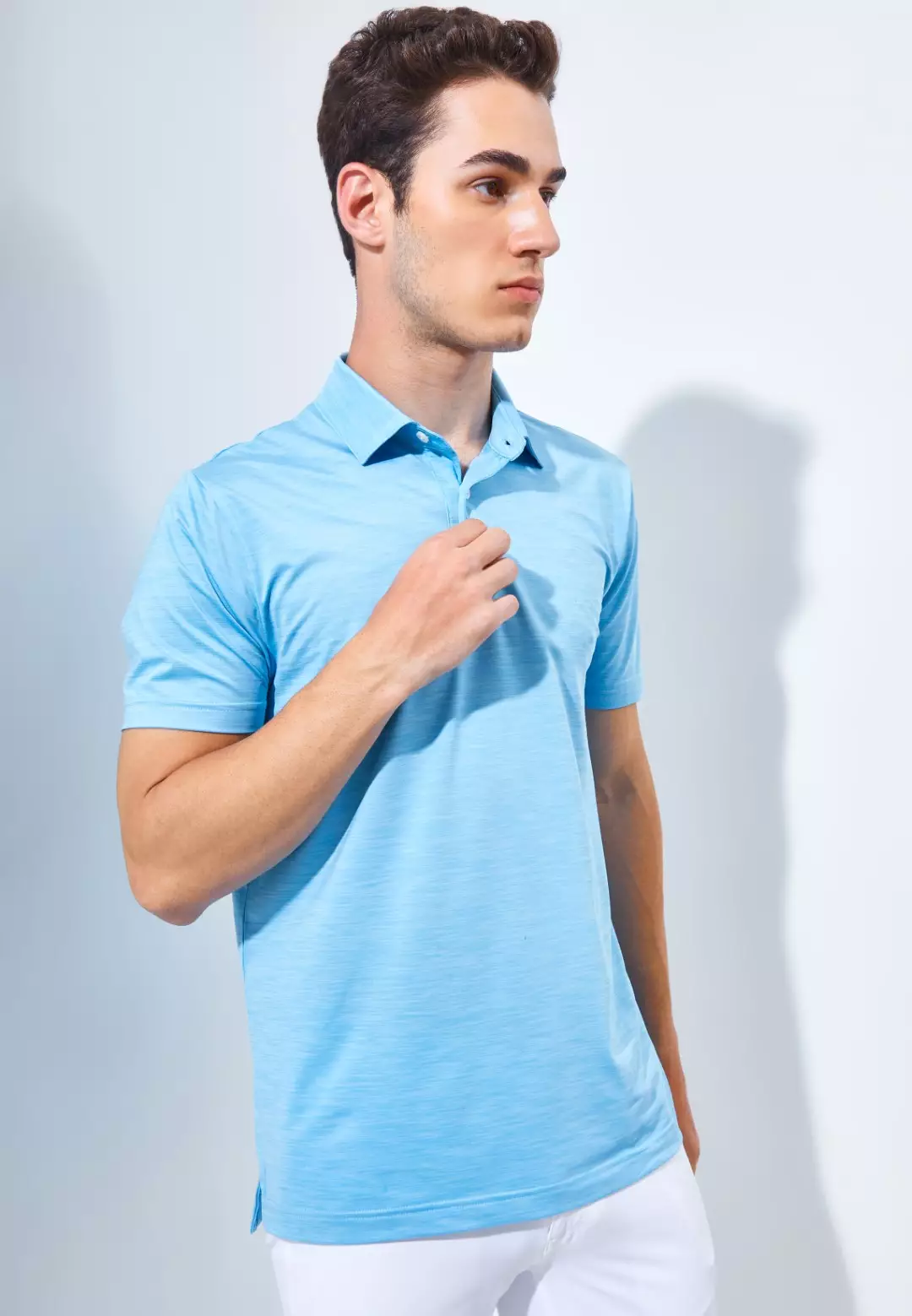 Jack Nicklaus Academy Premium Tonal Two Color Solid Polo Blue Surf