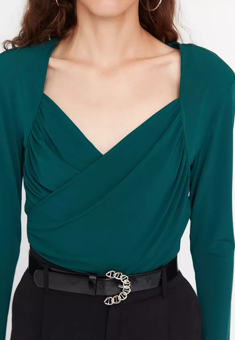 Drape Detailed Bodysuit Top