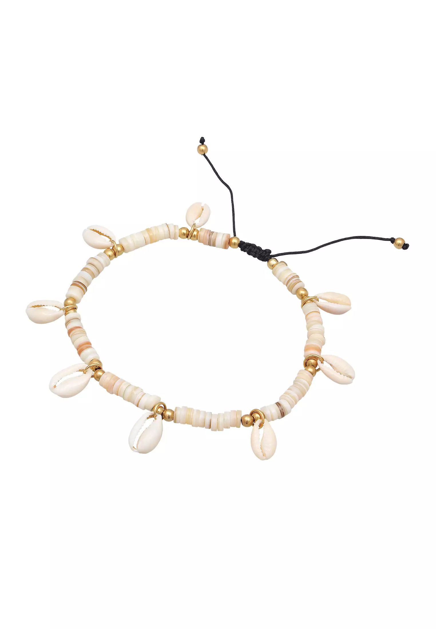 Anklet Surfer Style Kauri Shells Gold Plated