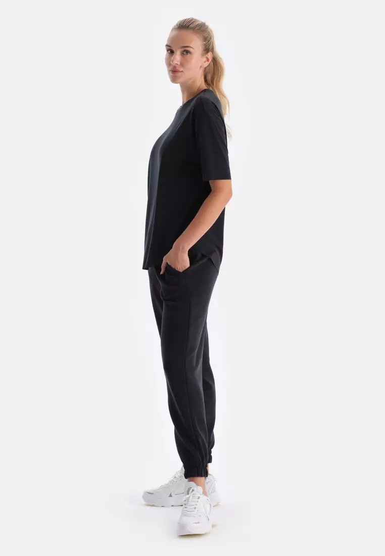 Black Trousers, Jogger, Rib, Activewear for Women