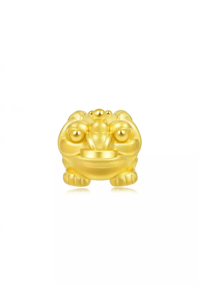 999 24K Solid Gold Three-Legged Toad Blessings Charm 90020C (Bracelet not included)