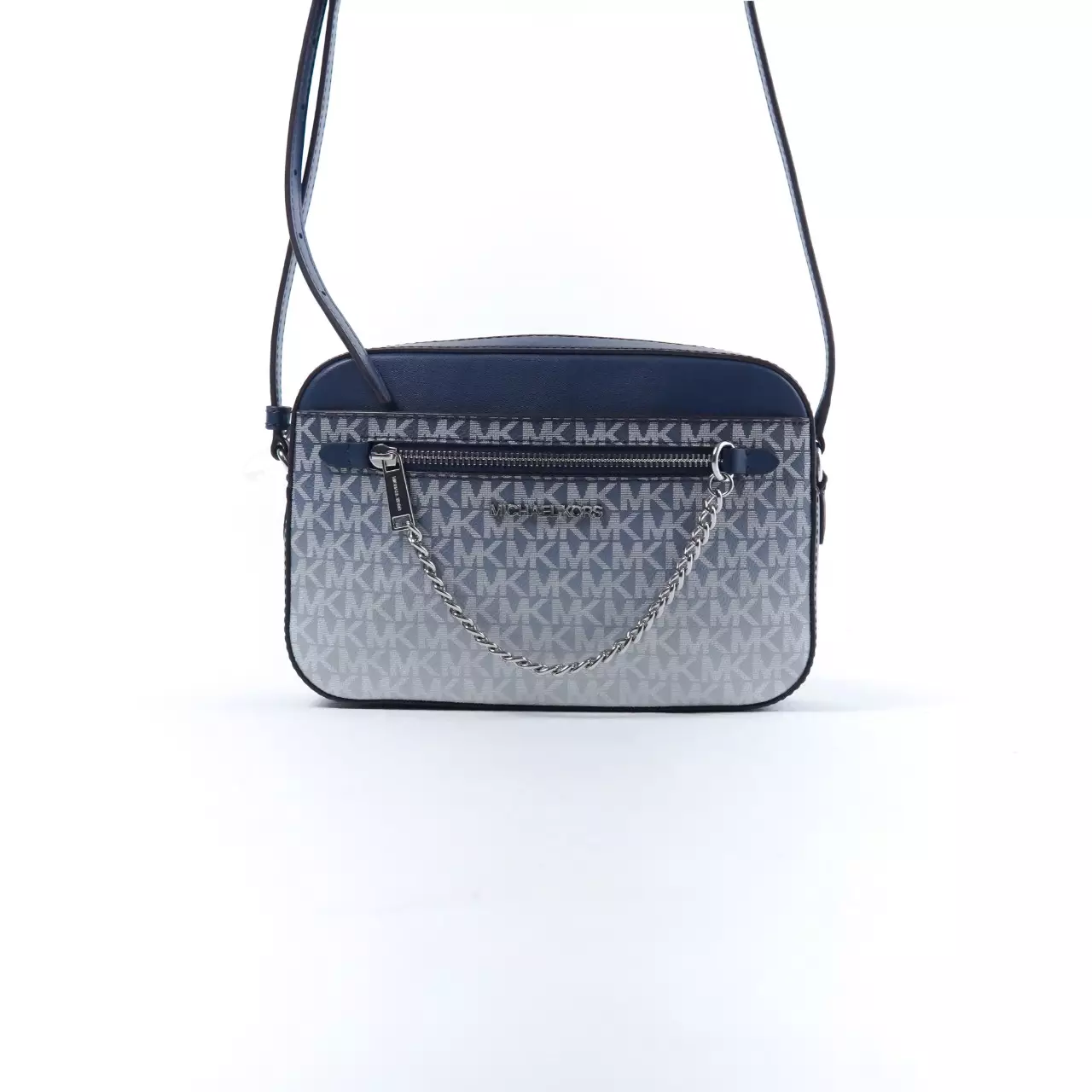 Tas MICHAEL KORS MK MONOGRAM SHW GRADIENT WHITE NAVY CHAIN CAMERA BAG 100% ORIGINAL