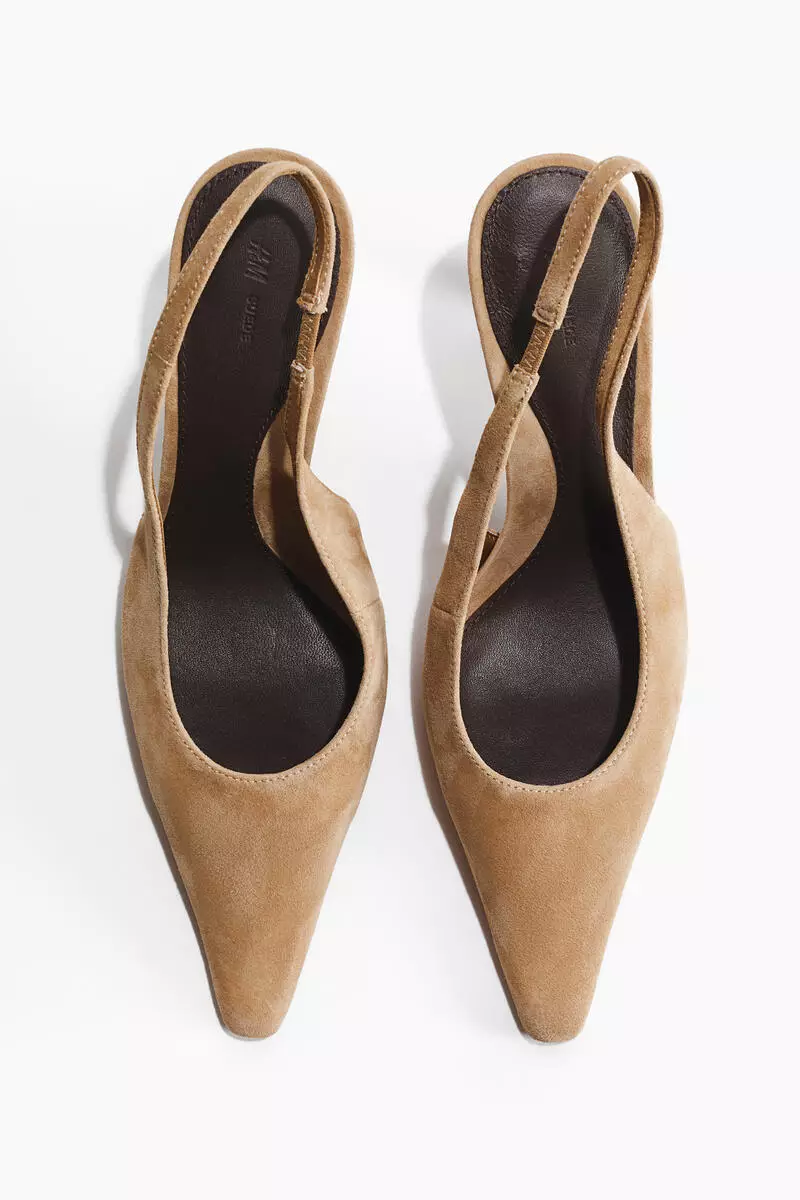 Suede slingback court shoes