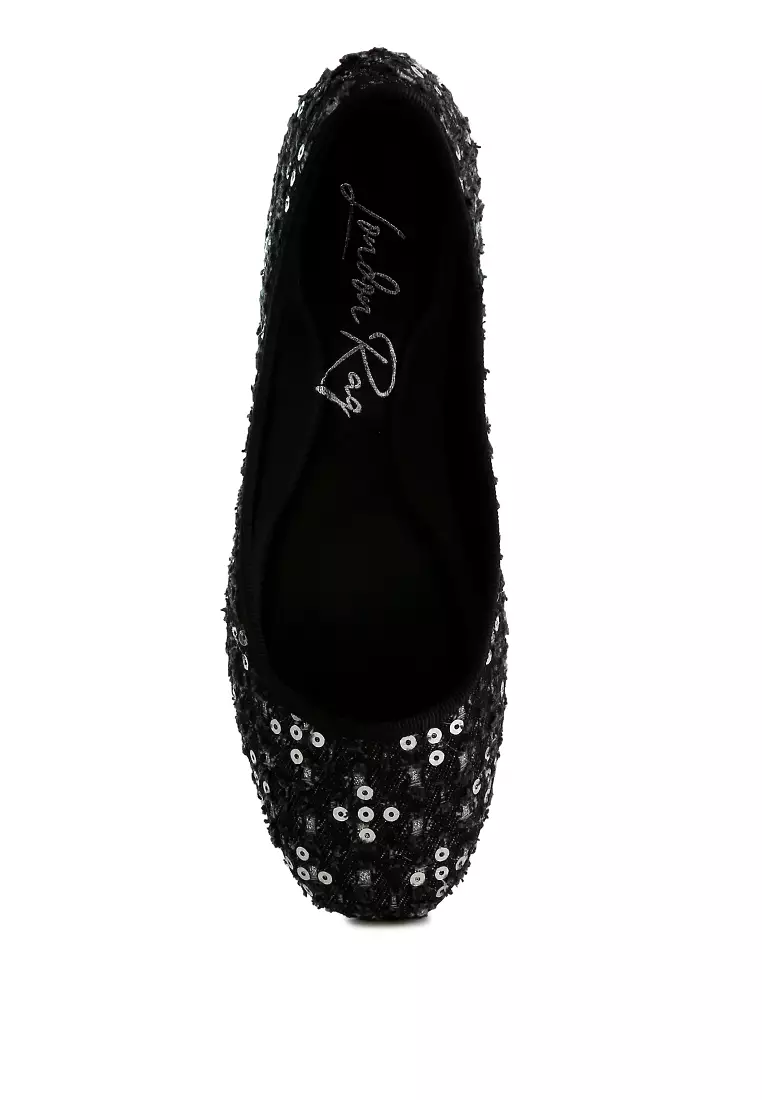 Black Sequin Ballet Flats