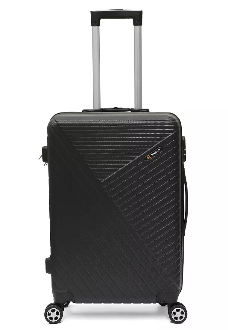 Isvara Tas Koper Hardcase Fiber One Set Unisex Large Compartment Suitcase Code Lock System Material ABS+PVC Coated ORIGINAL - Black