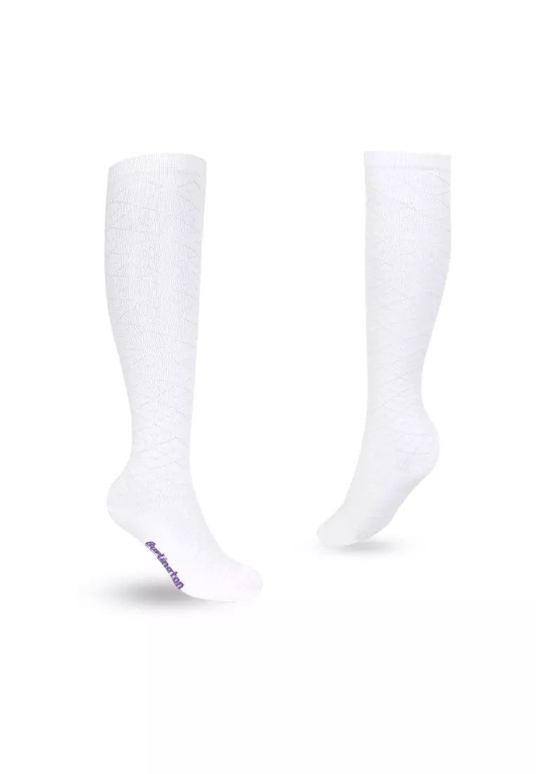 Girls’ Embossed Cotton Thin Casual Knee High Socks 3 pairs in 1 pack BGKHMG2