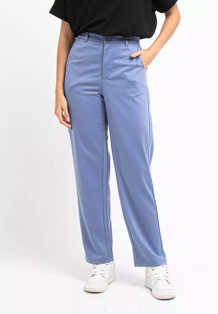 Forest Ladies Pant Roman Straight Cut Casual Long Pants Women - 810470-36GreyBlue