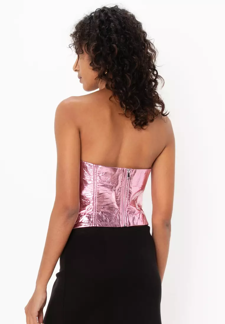 Metallic Foil Bandeau Top