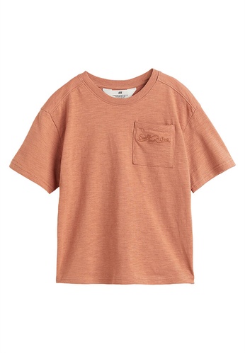 H&M orange Oversized Chest-Pocket T-Shirt 393F8KAB040F2FGS_1