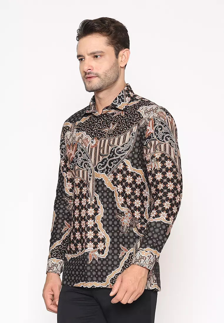 MAGINOT DAYA BROWN Batik Slim Fit Lengan Panjang