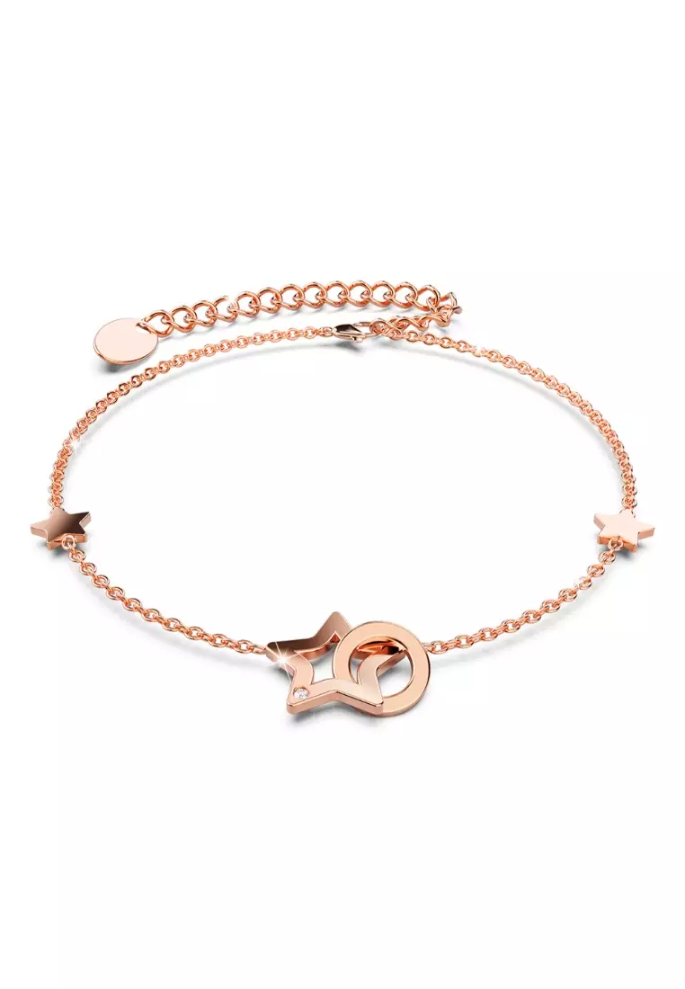 Guiding Stars Bracelet in Rose Gold Plated Titanium with Genuine 0.005ct Diamond
