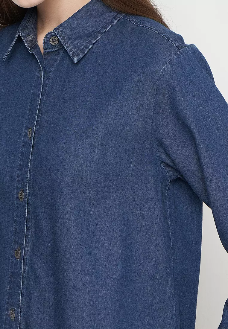 DUST Kemeja Denim Nasha Medium Dark Blue (D.116501)