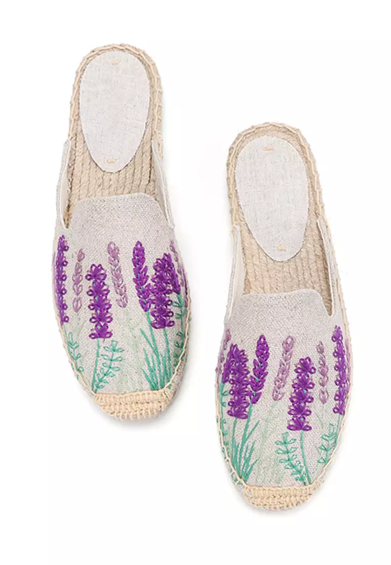 Embroidery Linen Mules HB3283093