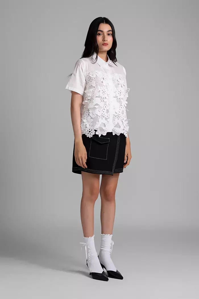 COTTONINK Studio - Atasan Kemeja Wanita Flower Ornament Blanca #BestSeller