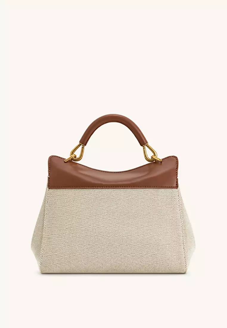Lucia Classic Top Handbag - Brown Canvas