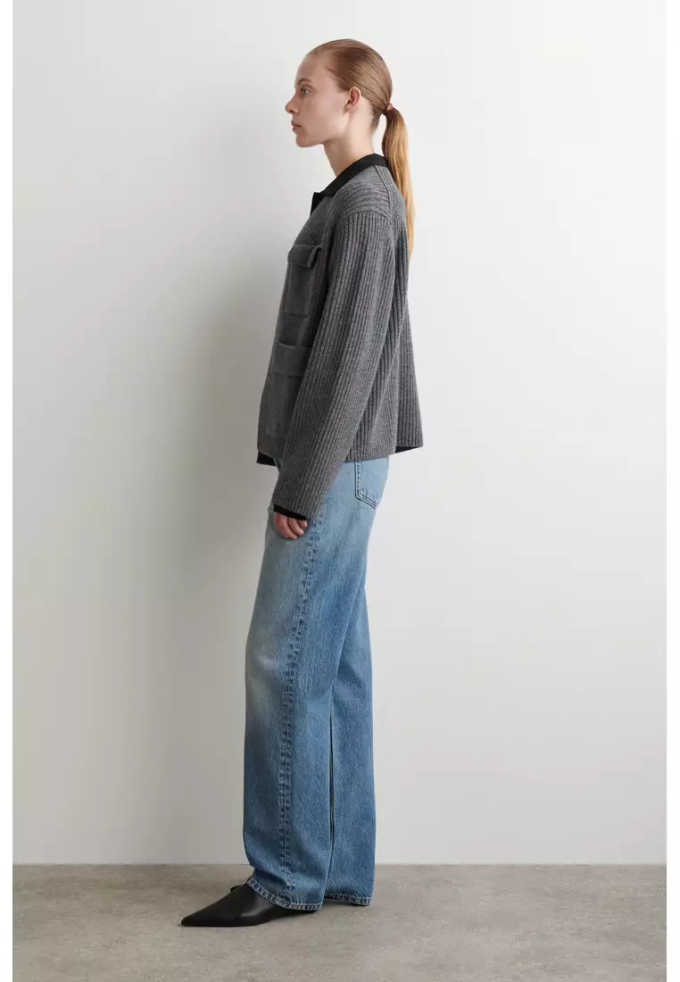 RIBBED MERINO WOOL UTILITY CARDIGAN