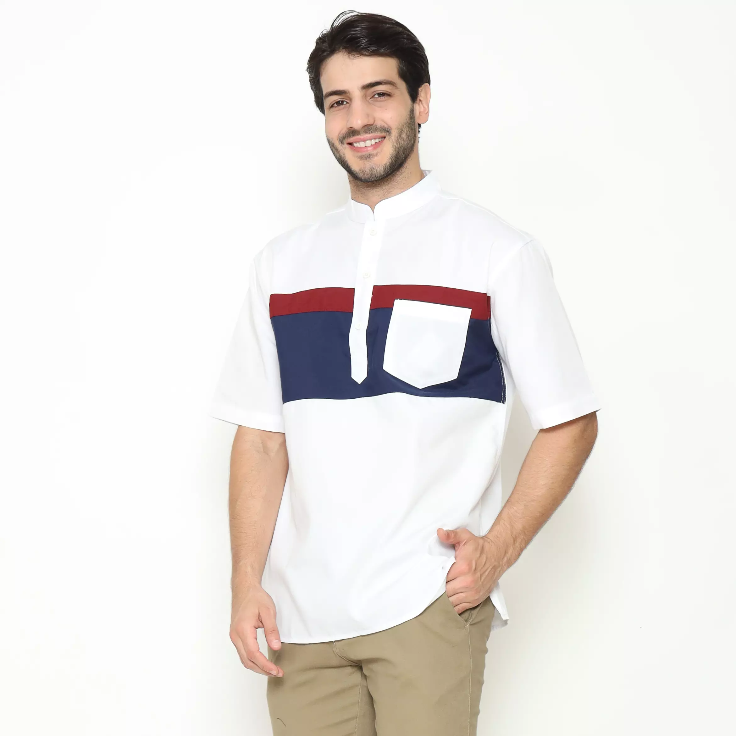 AMK Kemeja Koko Pria Lengan Pendek KK BB 001 S/s Cap 6 White