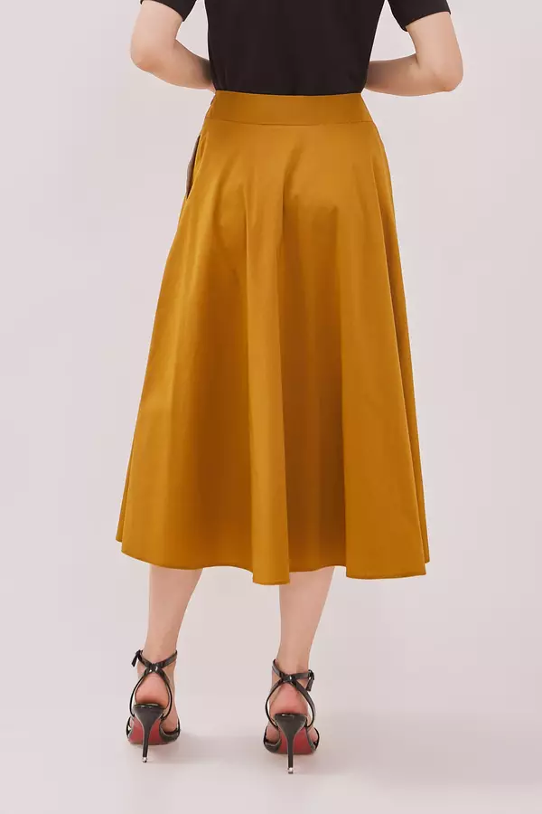 MINIMAL - Kamelie - Rok Midi A line - Brown Warna Brown