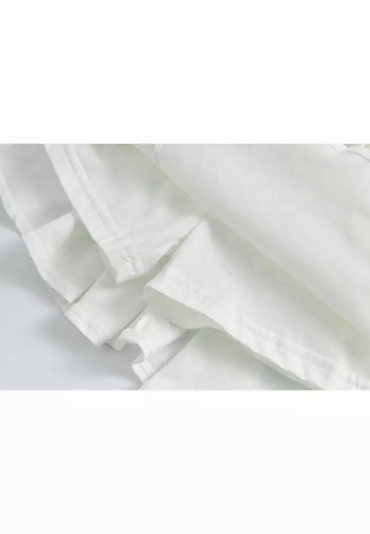 Baby Kids Plain White Pleated Detail Skort Culottes Shorts Skirt 100% Cotton Bottom National Day Outfit