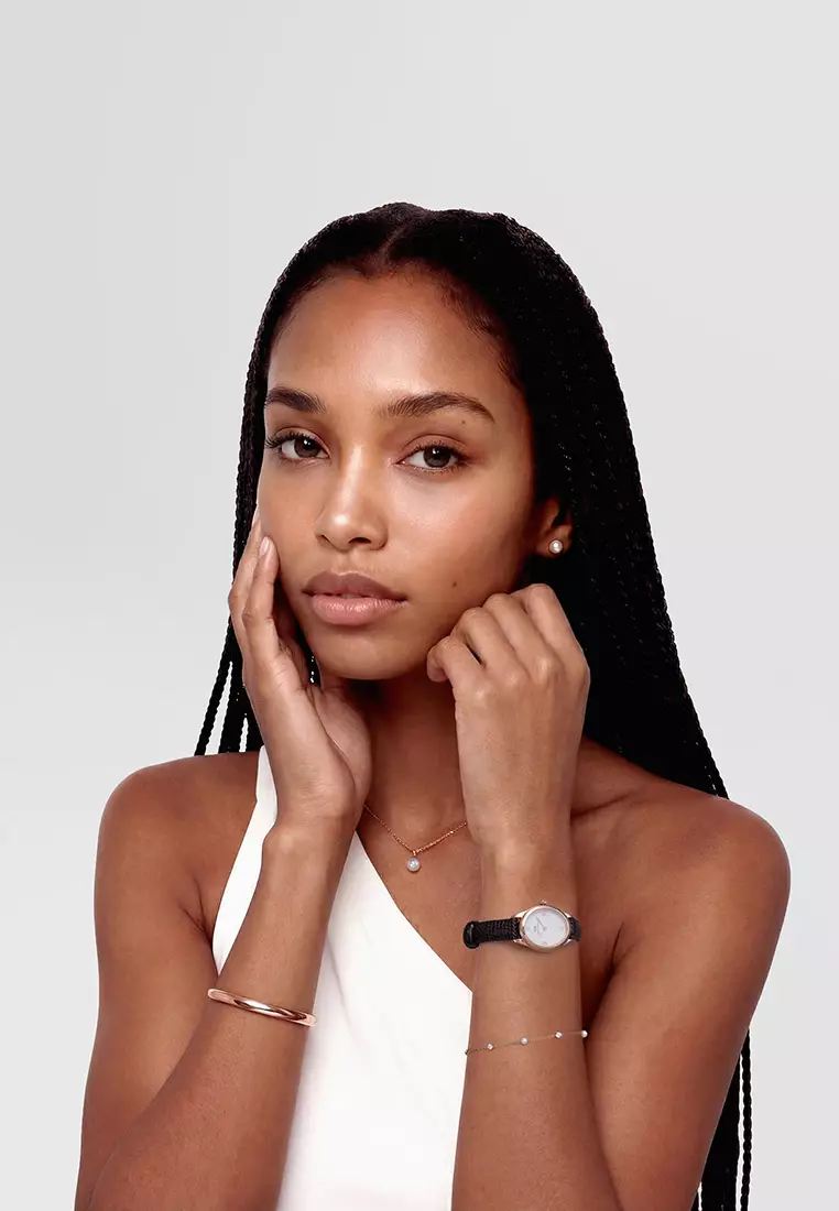 Ophelia Mini Dark Brown Lizard White Guilloché Rose Gold - Women Watch Stainless Steel Leather Strap watch DW Official Authentic Original jam tanggan perempuan DW jam tangan