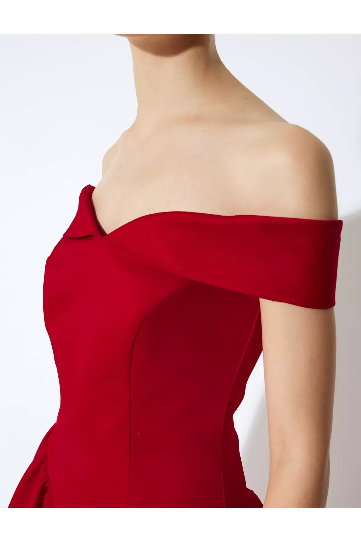 Satin Heart Neckline Off-The-Shoulder Mini Bubble Dress