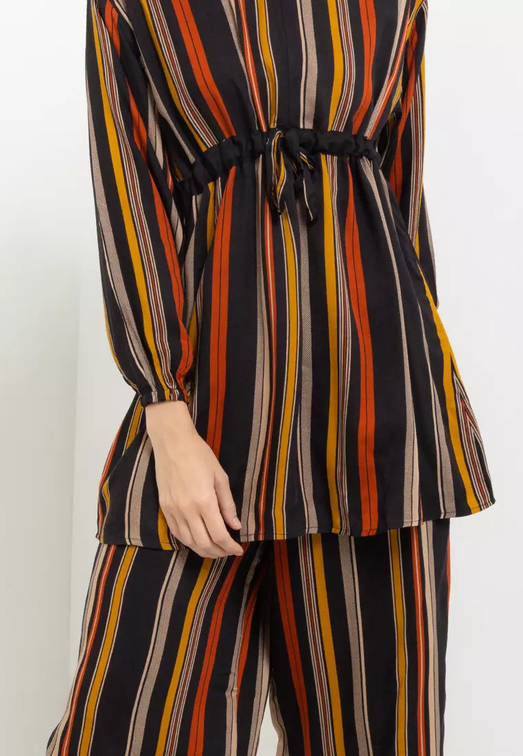 One Set Pajamas Garis Warna Warni