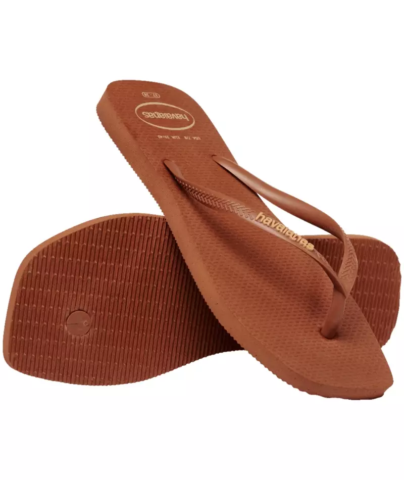 Havaianas Slim Square Logo Popup Rust - Sandal Wanita