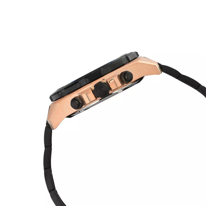 Jam Tangan Pria Alexandre Christie Chronograph AC 6664 MC BBRBA Men Black Dial Black Stainless Steel Strap