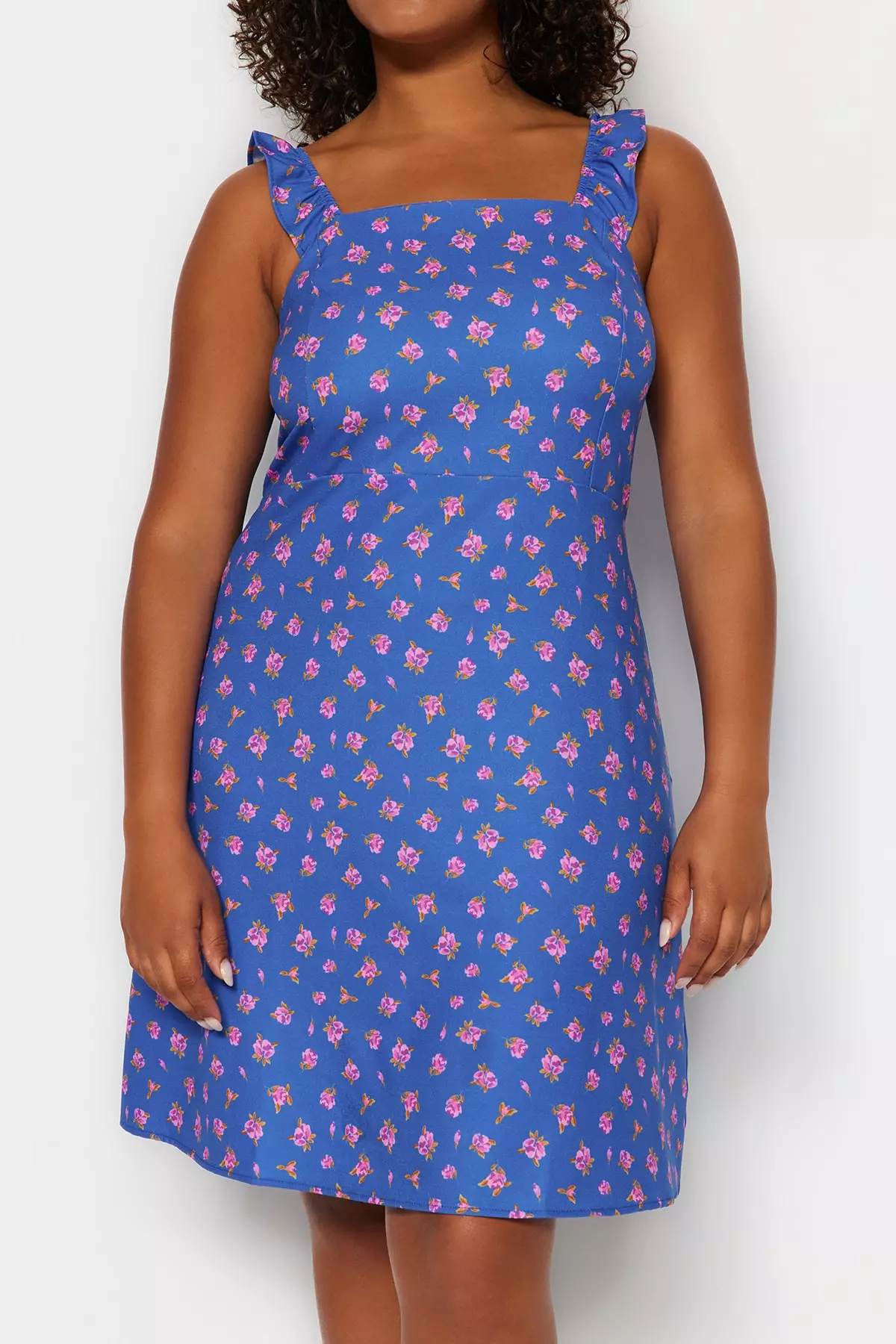 Plus Size Floral Pattern Mini Dress