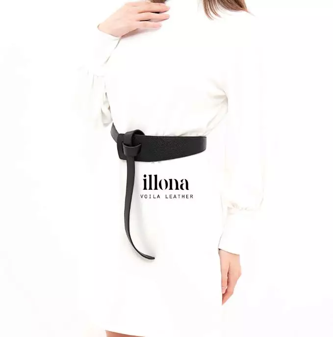 Fashion Stylish Genuine Leather Women Obi Belt Voila Illona Black