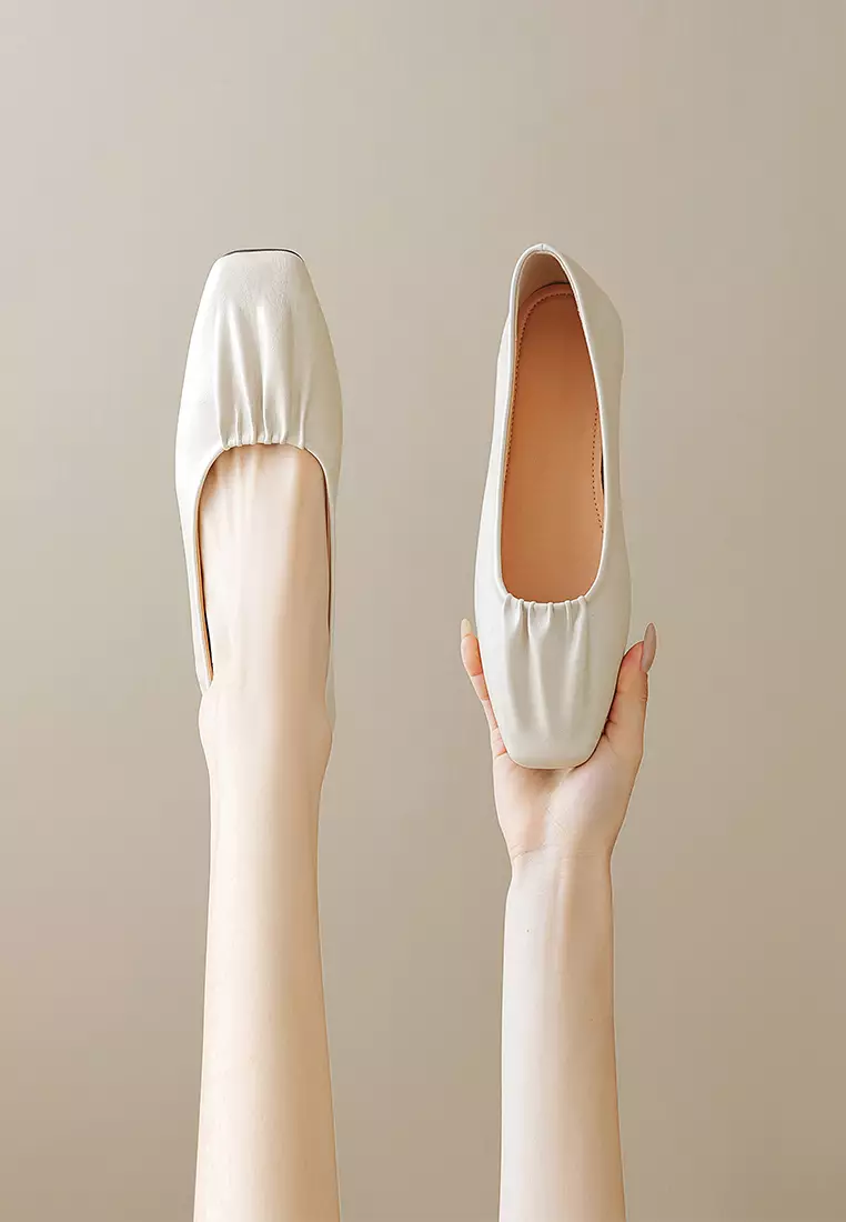 Square Toe Microfiber Leather Flat Shoes WW888-1