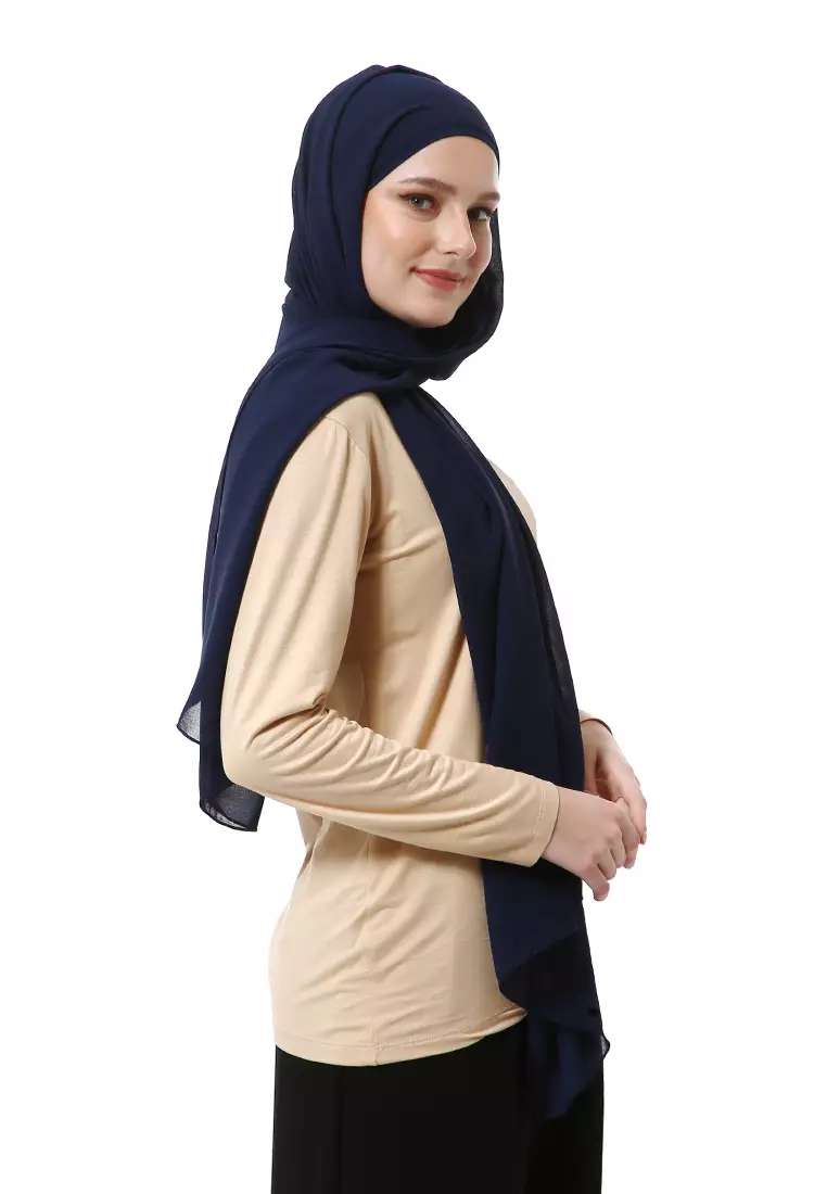 Zhalika Phasmina Motif Polos High Premium Quality - Navy