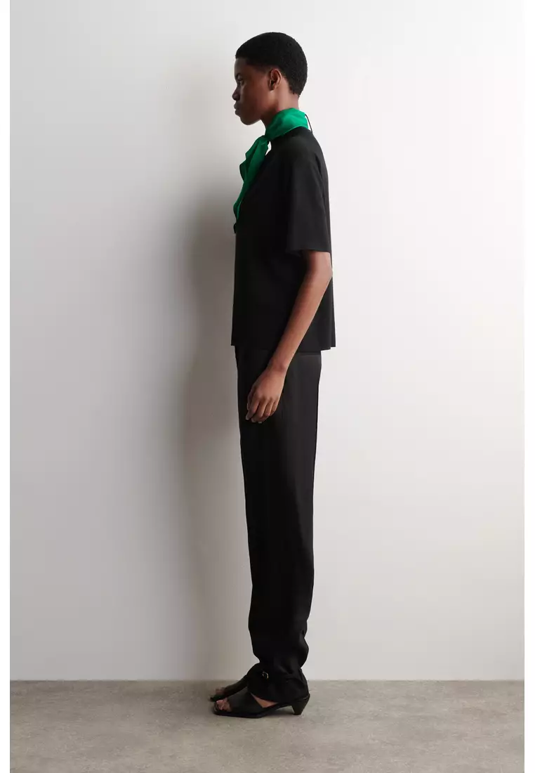 SCARF-DETAIL MERINO WOOL T-SHIRT