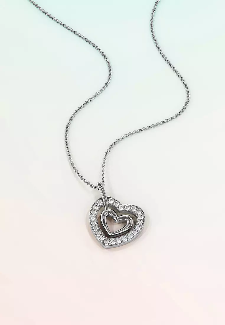 Heart In Heart Necklace Embellished with Swarovski crystals